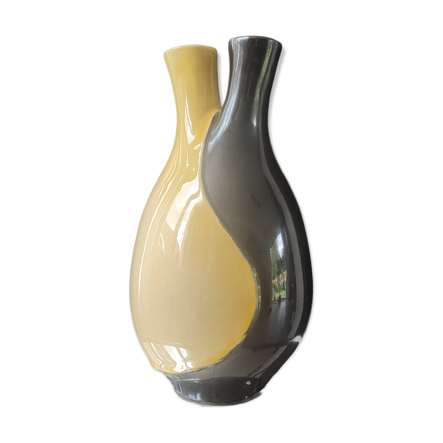 Two-necked vase Vintage ceramic 1964.
