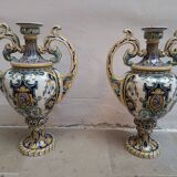 2 vases with double handles - faience from Desvres 1900