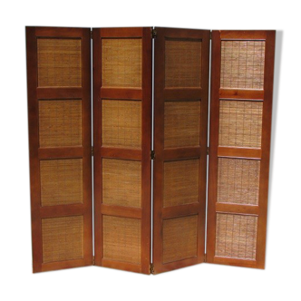 Screen 4 leaves in cherry and bamboo