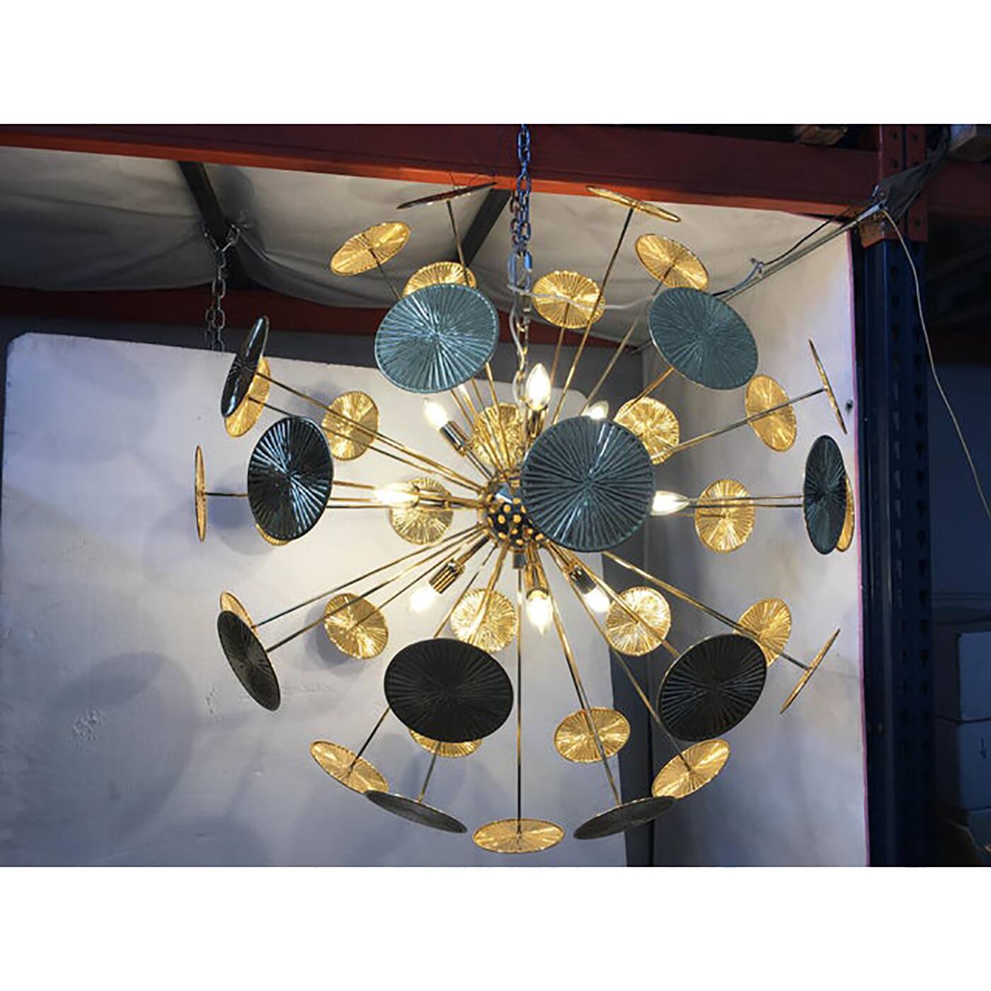 Handmade Hammered Sputnik Candlestick in Gold