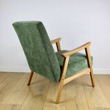 Classic armchair green olive structural light wood