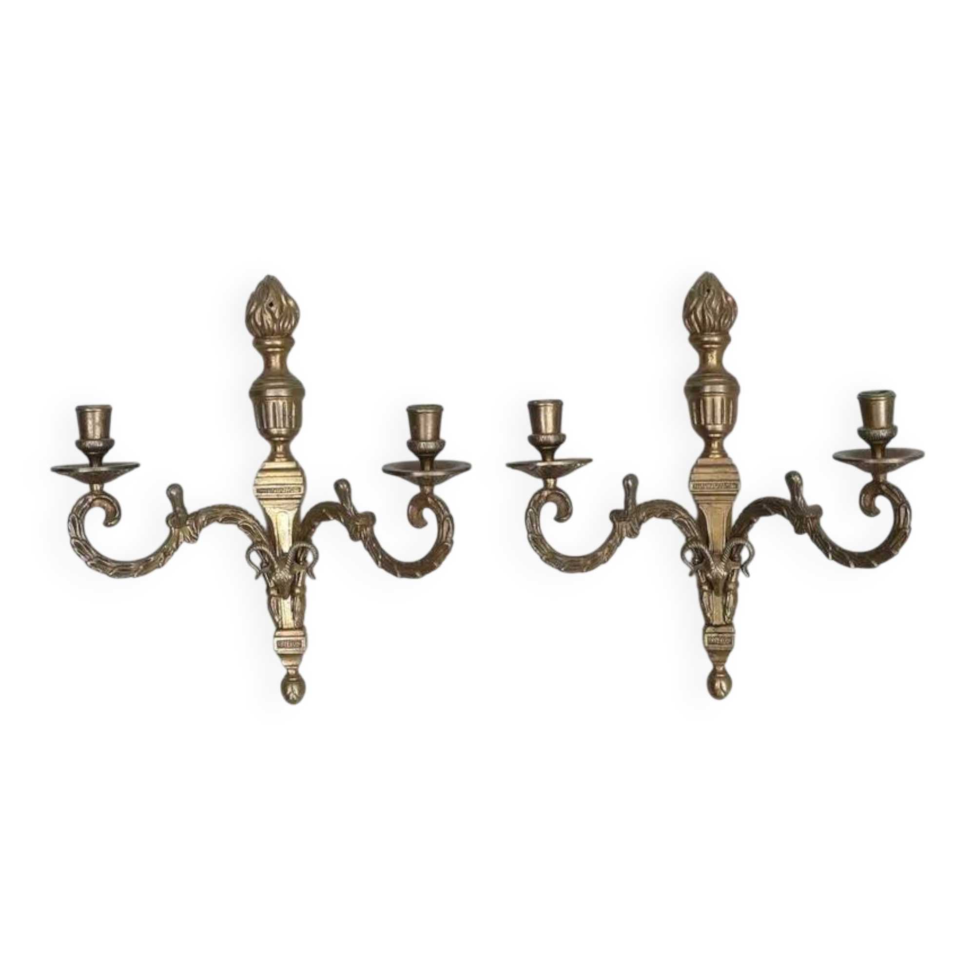 Pair of Mid-Century Gustavian Brass Wall Sconces