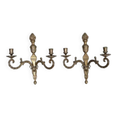 Paire de appliques murales en laiton de style Gustavien du milieu du siècle