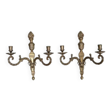 Pair of Mid-Century Gustavian Brass Wall Sconces