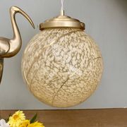 Vintage globe pendant light in yellow and gold clichy glass XXL