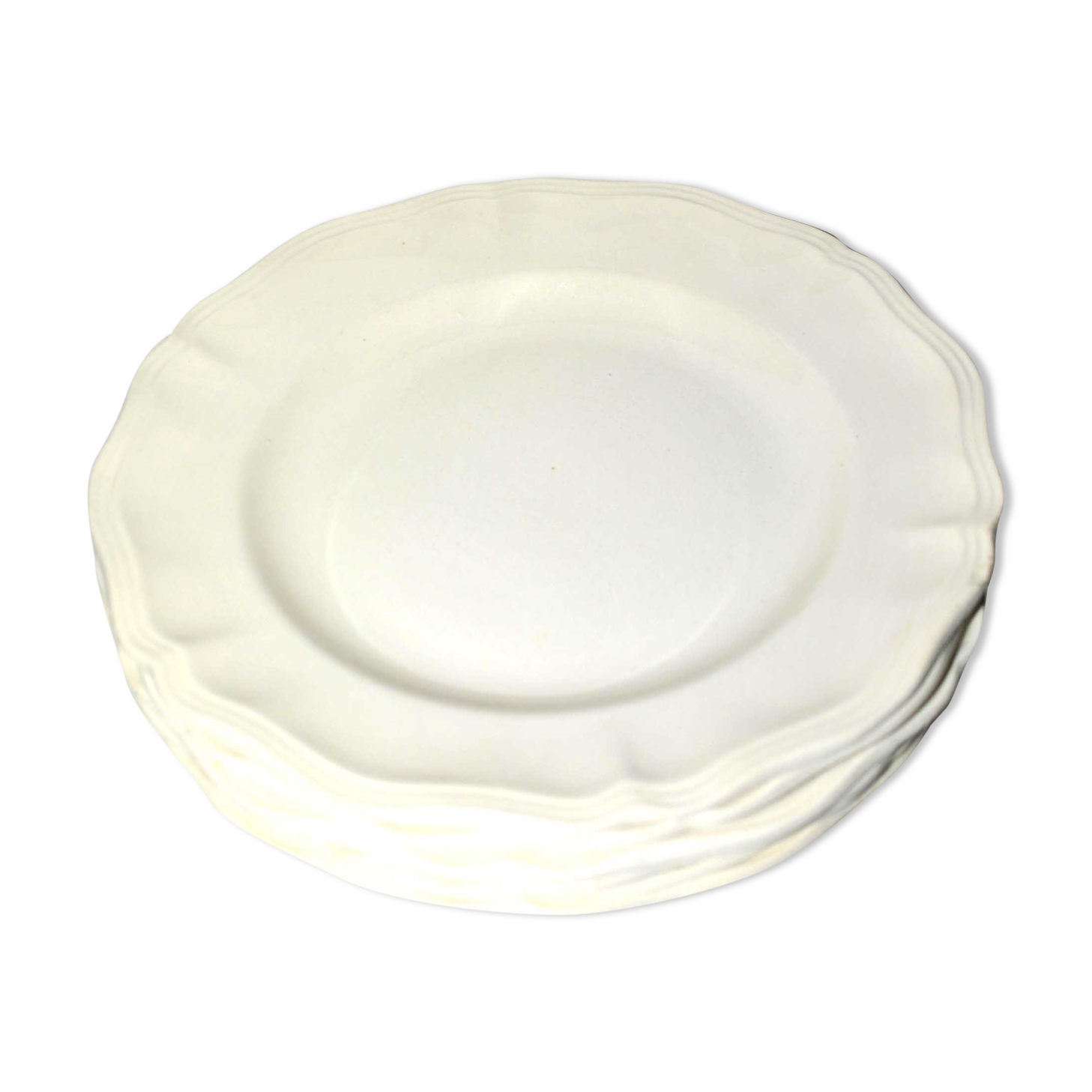 Series of 6 old plates in opaque earthenware of SARREGUEMINES Earth of iron cream 24.5cm