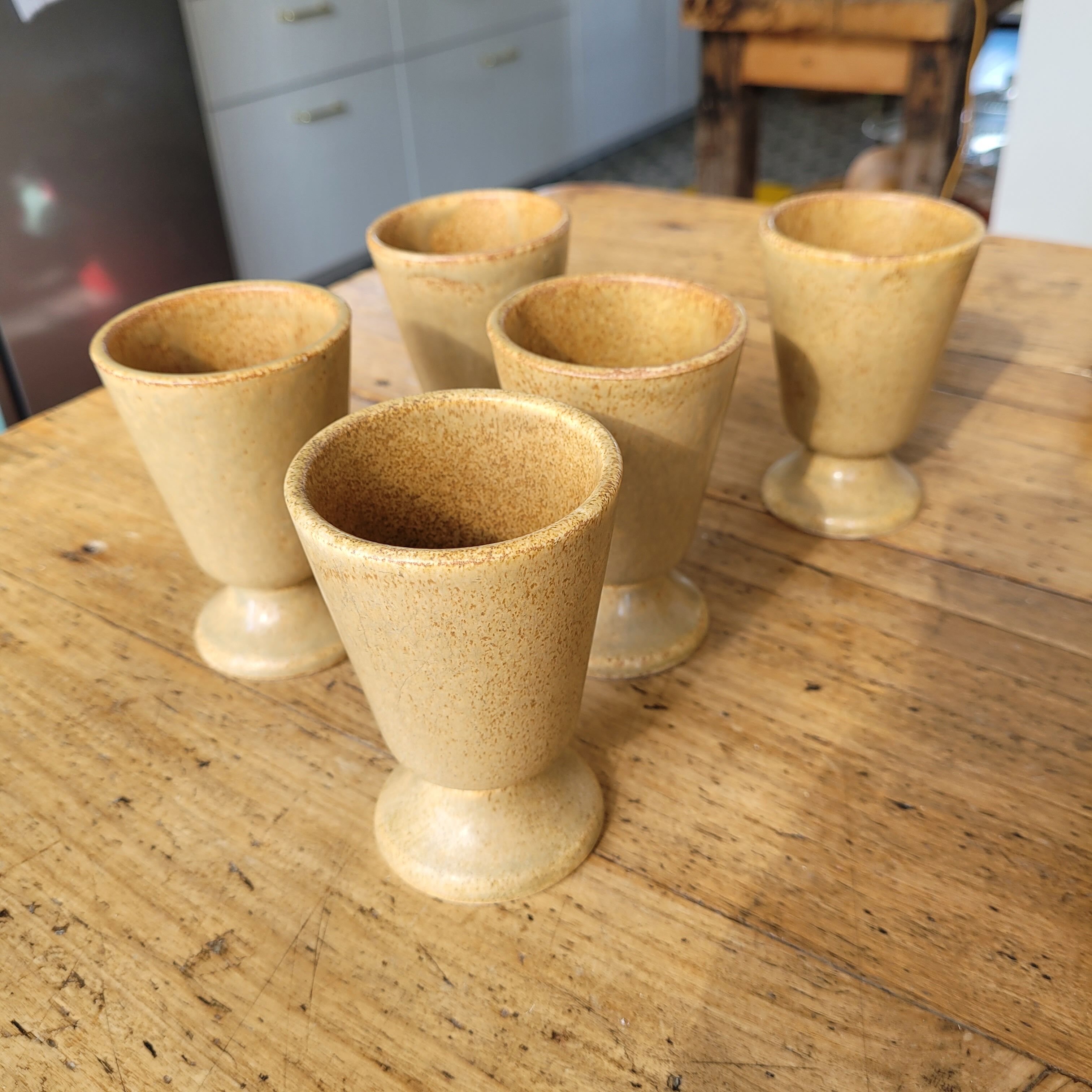 Set of 5 small mazagrans / stoneware coffee cups