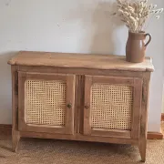 Old solid oak TV cabinet with cane - entrance cabinet