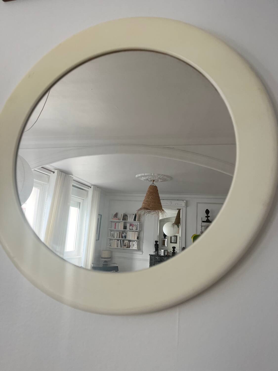 Round Space Age plastic mirror