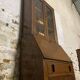 Secrétaire vitrine en chêne meuble 2 corps avec abattant