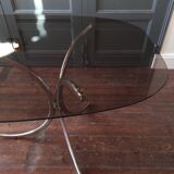 Vintage dining table chrome glass and metal