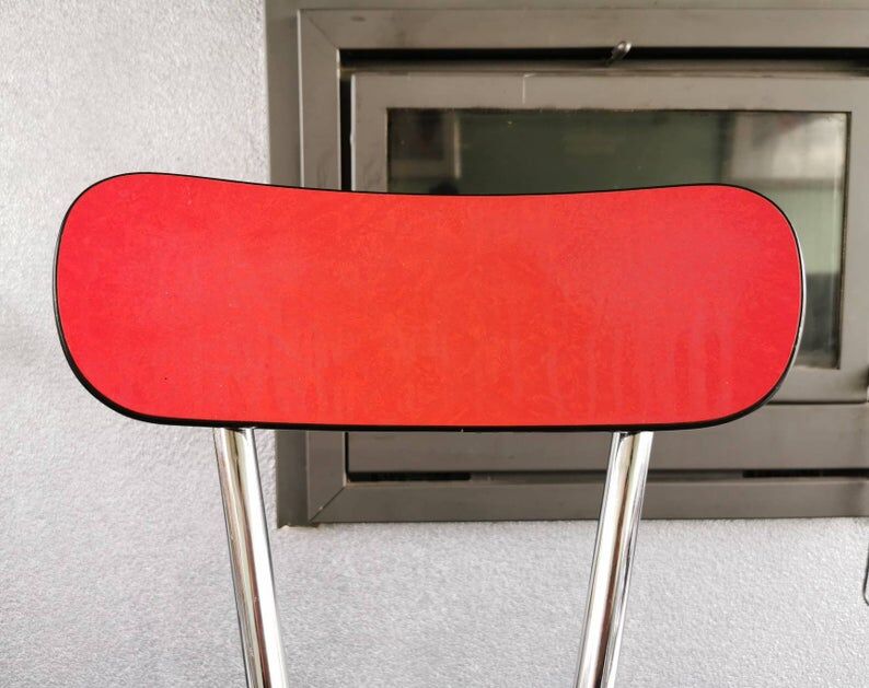 Chaise vintage rouge Formica 1970