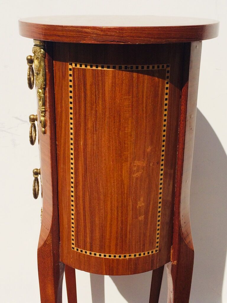 Console - table pedestal table marquetry style louis xv