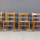 Mid century oak and wicker dining chairs, set of 4