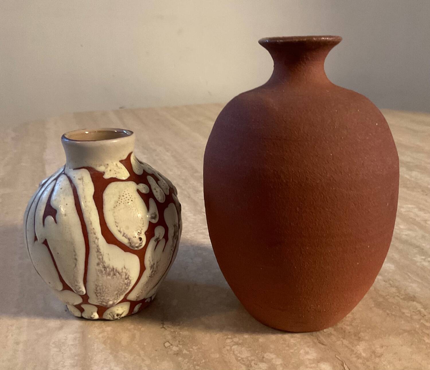 Duo de vases vintage en terre cuite