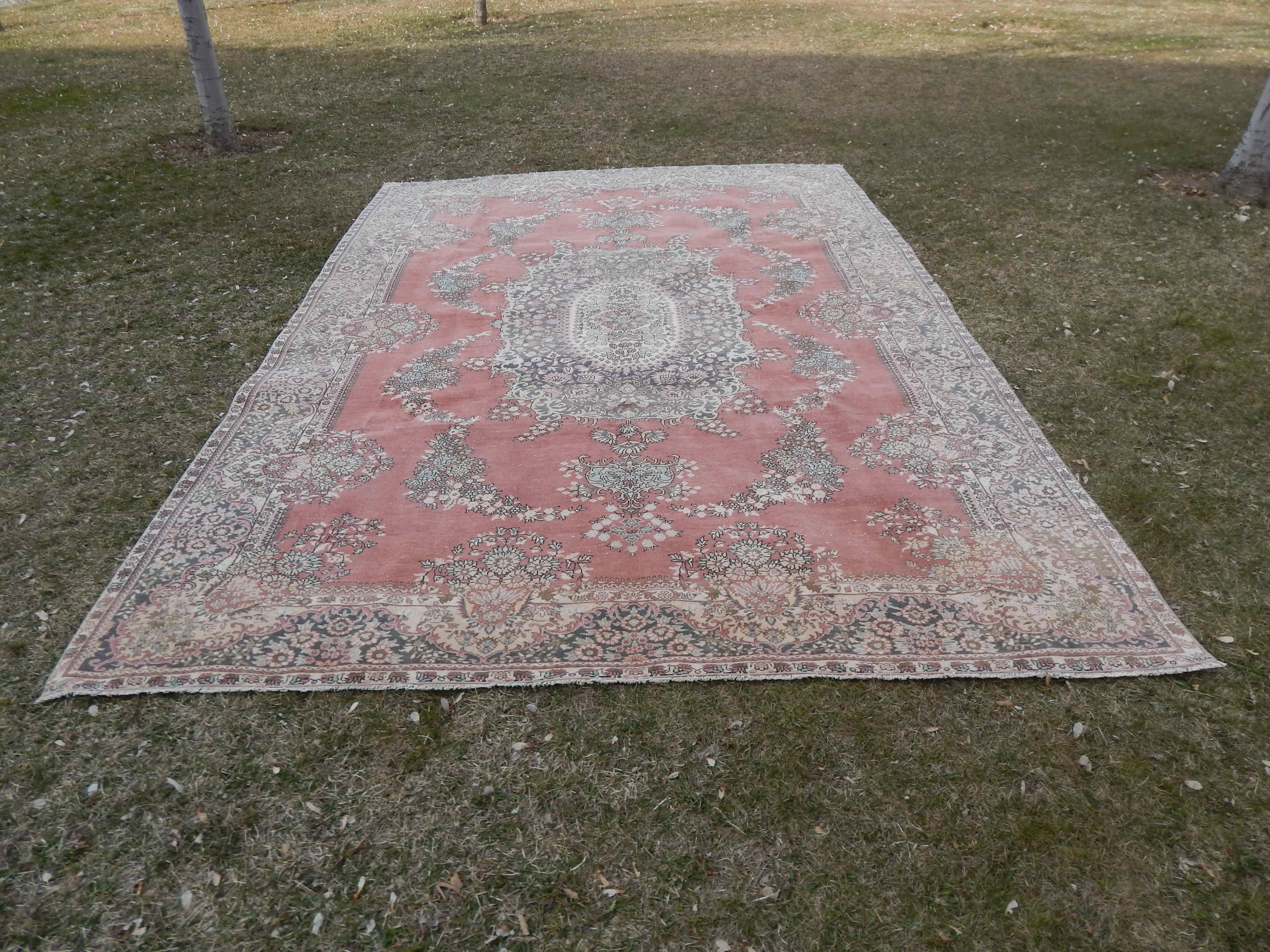 Distresssed oversize Turkish Oushak rug 245x345 cm
