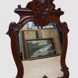 Antique Baroque Wall Mirror in Carved Mahogany