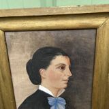 Tableau XIX portrait de femme cadre bois doré