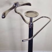 Vintage metal and leather valet stand, 1980s, 125 cm