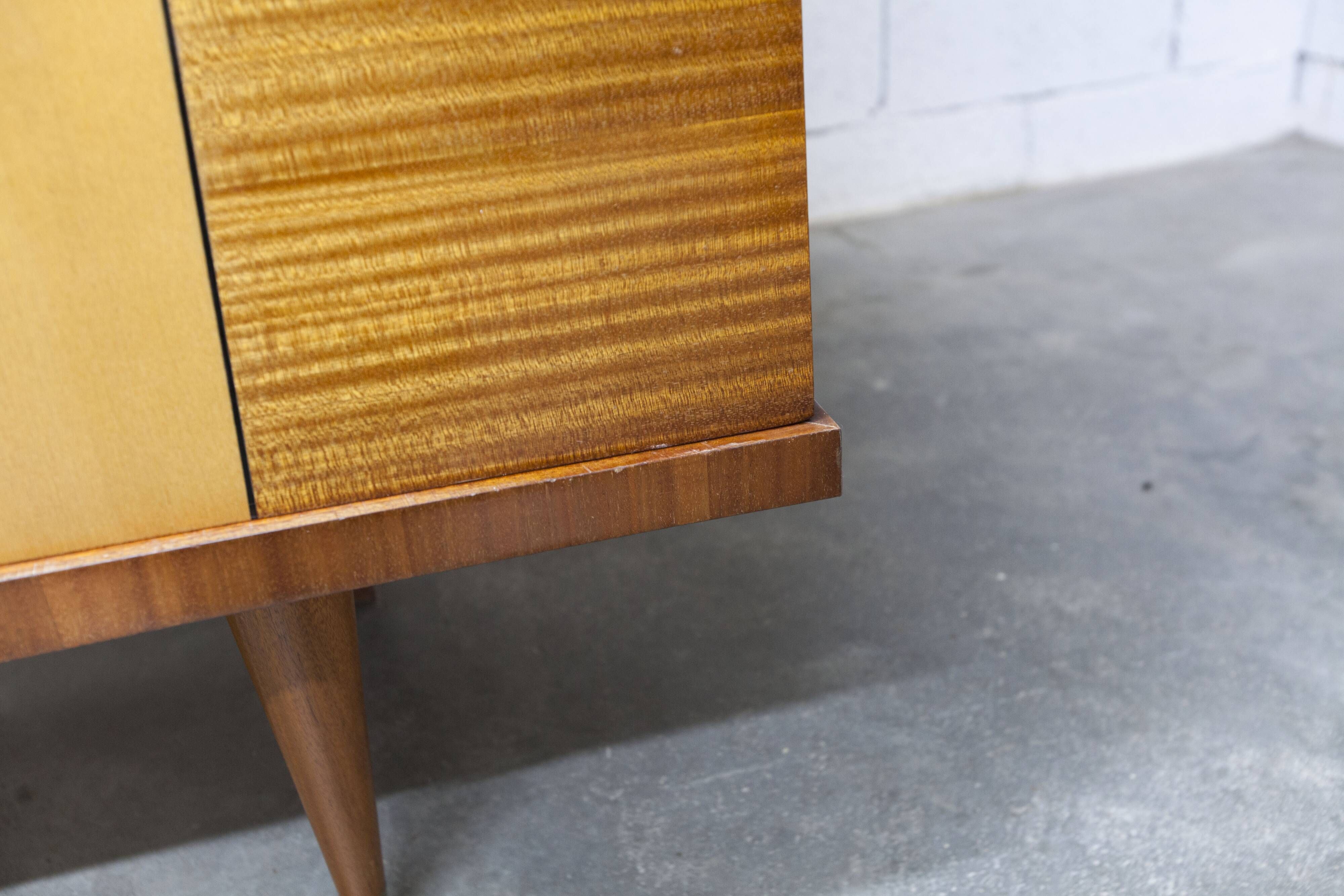 1960 Scandinavian wardrobe, atypical blond wood varnished, 4 doors 3