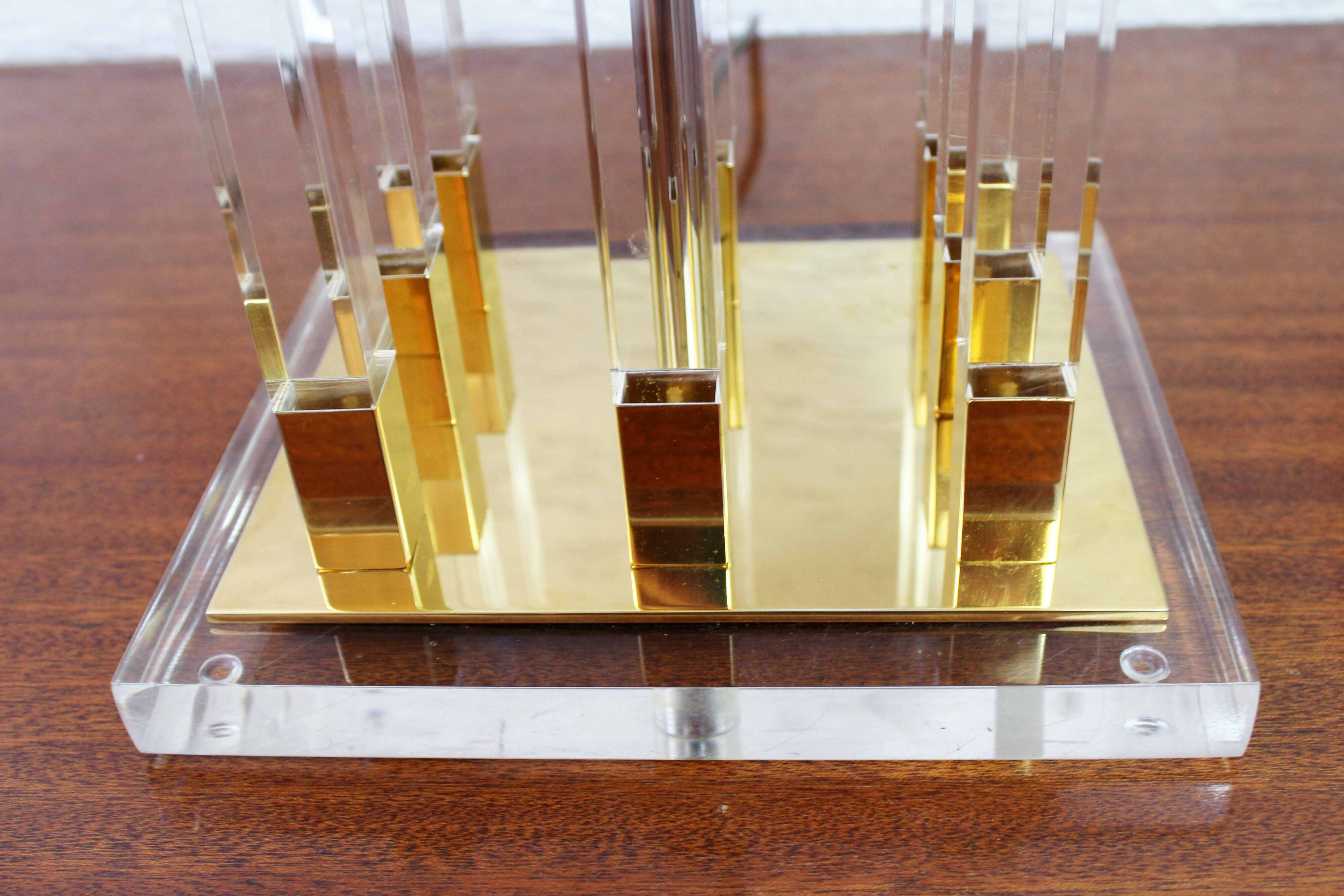 Pair of plexiglass and brass lamps, Italy 1970