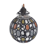 Ancienne suspension art deco globe en verre cloisonnés et colorés - 1930