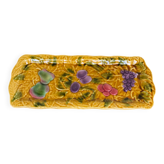 Elongated dish in yellow Digoin Sarreguemines Barbotine