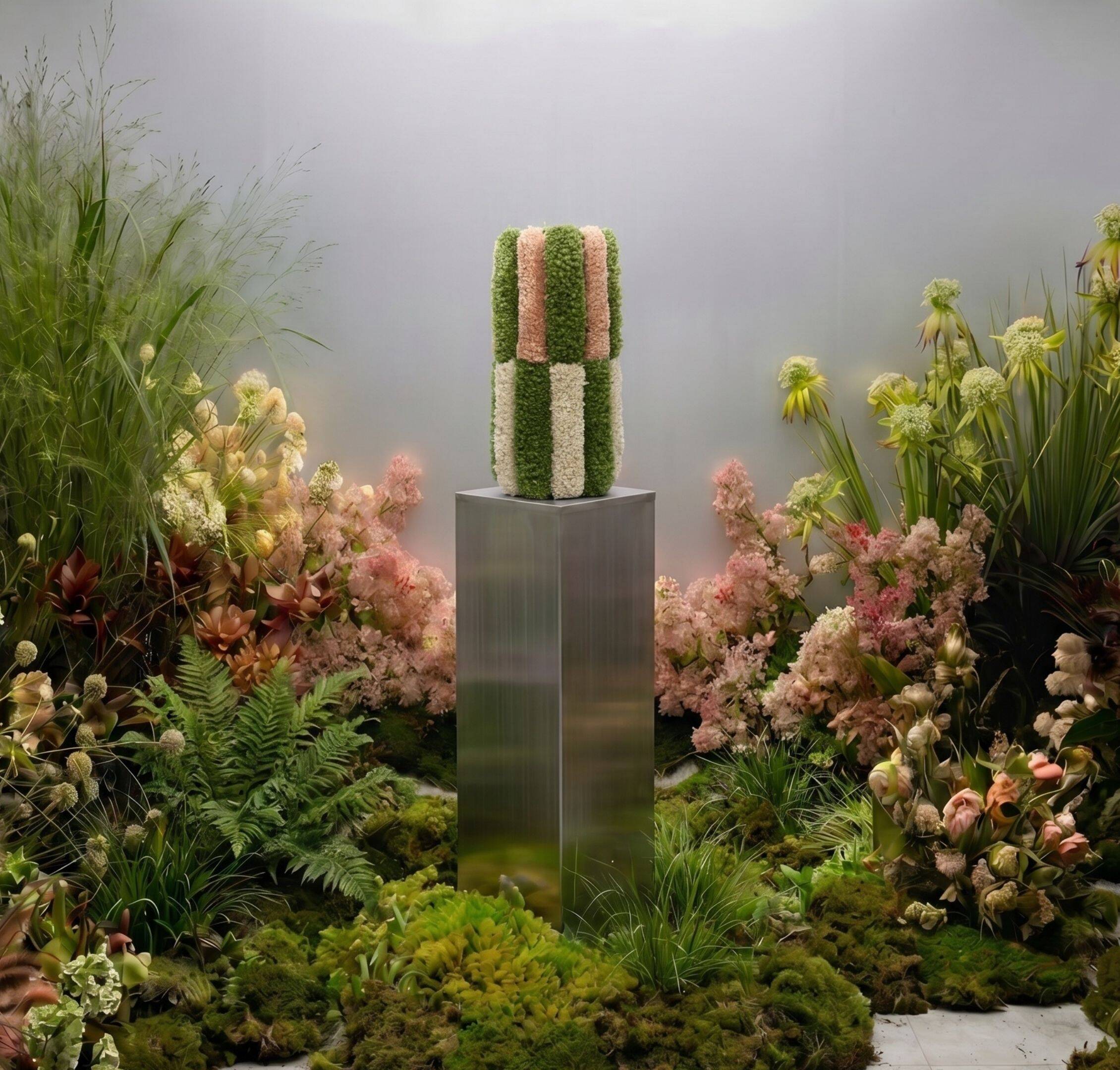 Vase Damier Vert & Rose