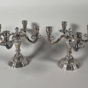 Pair of solid silver 950 candelabra in Louis XVI style