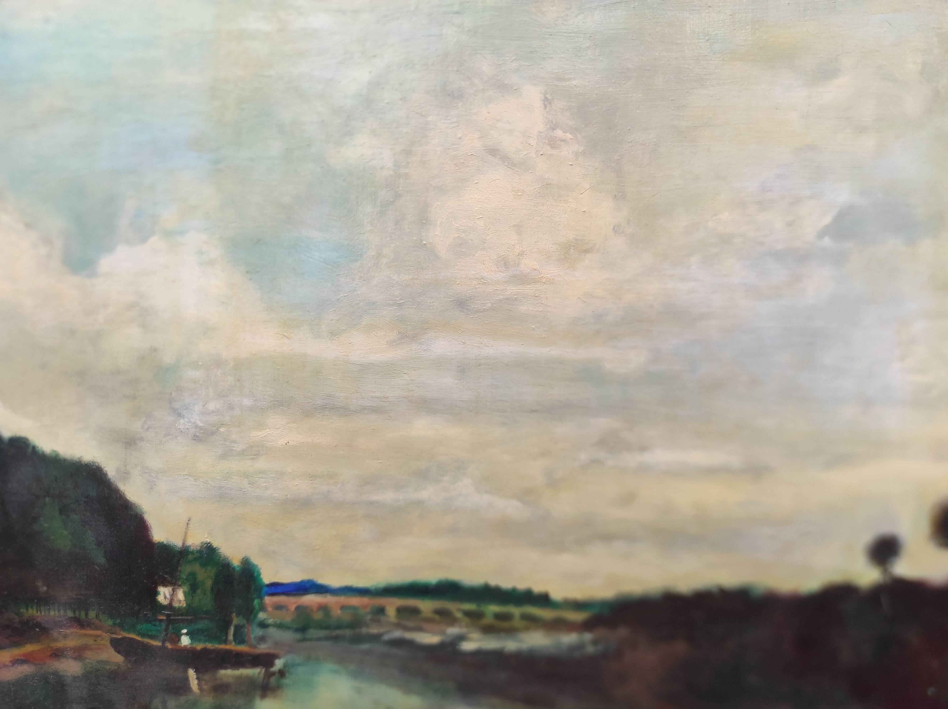 French vintage oil painting landscape, signed A&C Pradel, 1993