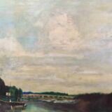 Peinture à l'huile vintage française paysage, signée A&C Pradel, 1993