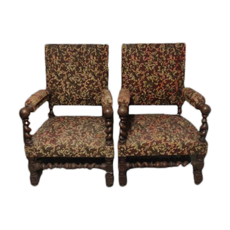 Set of two Louis XVIII armchairs, solid wood