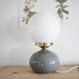 Grey ceramic lamp & opaline