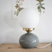 Lampe céramique grise & opaline