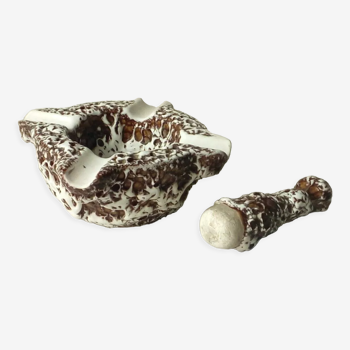 Ceramic ashtray with pilon fat lava vallauris