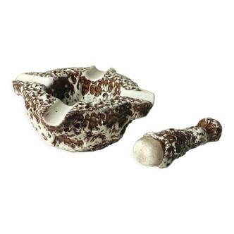 Ceramic ashtray with pilon fat lava vallauris