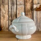 White iron earth soup tureen Sarreguemines