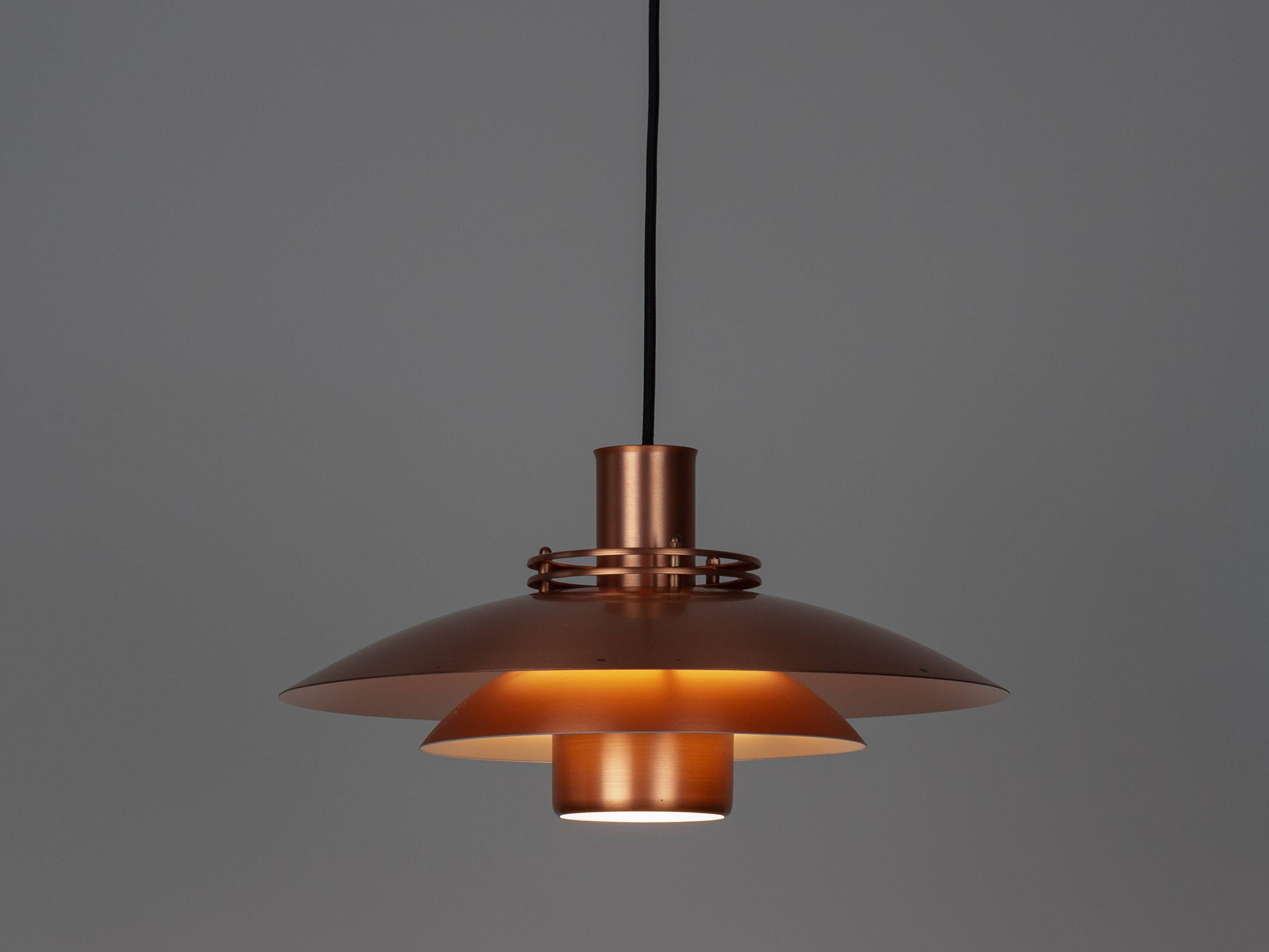 Vintage Copper Pendant Lamp by Form-Light, Danish Mid-Century Modern Lighti