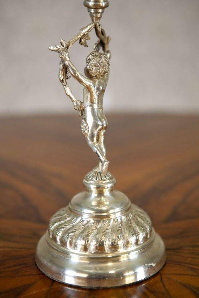 20th-Century Metal Fruit Bowl with Cherub, 1890s