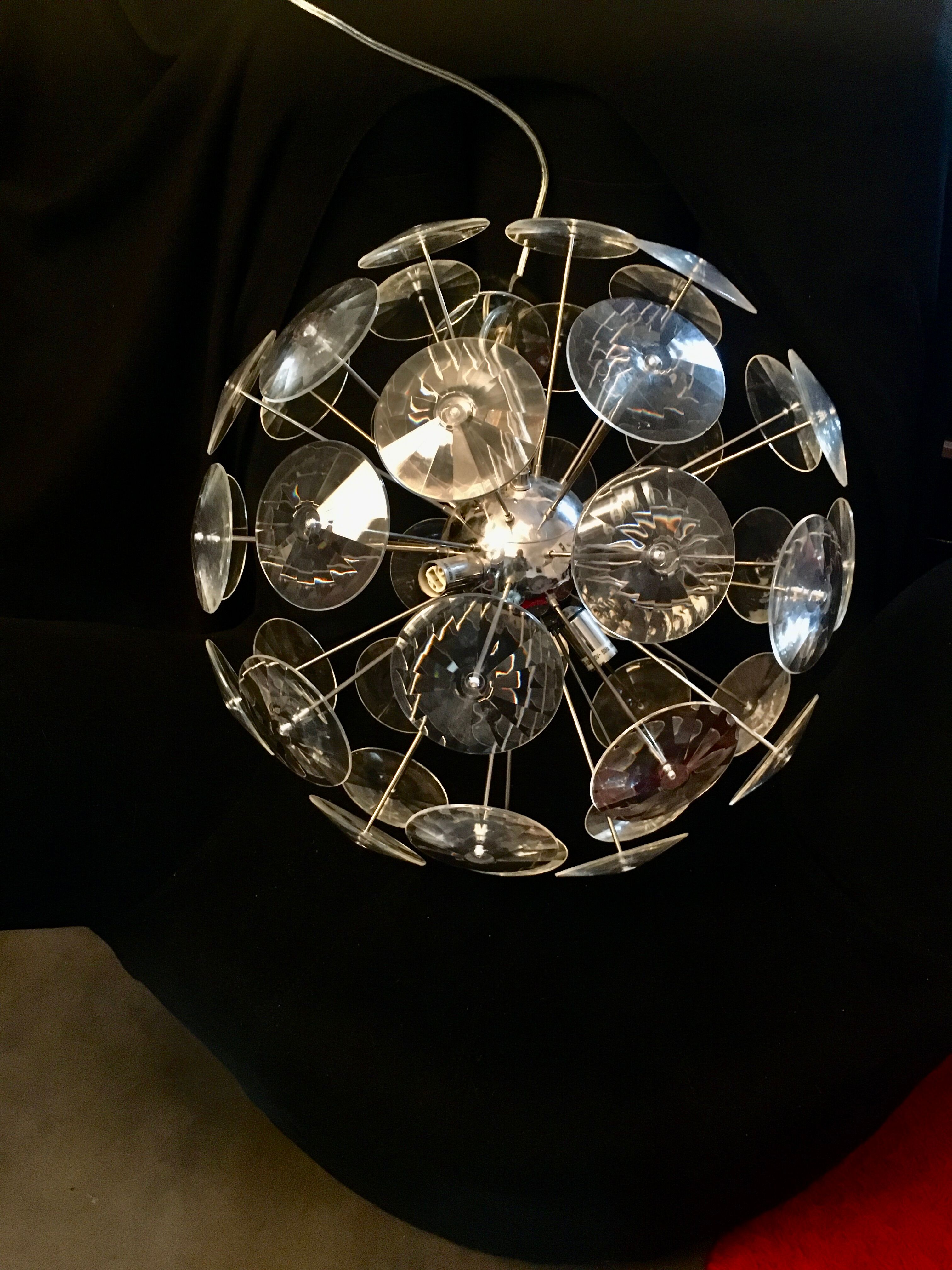 Sputnik chandelier design in chrome