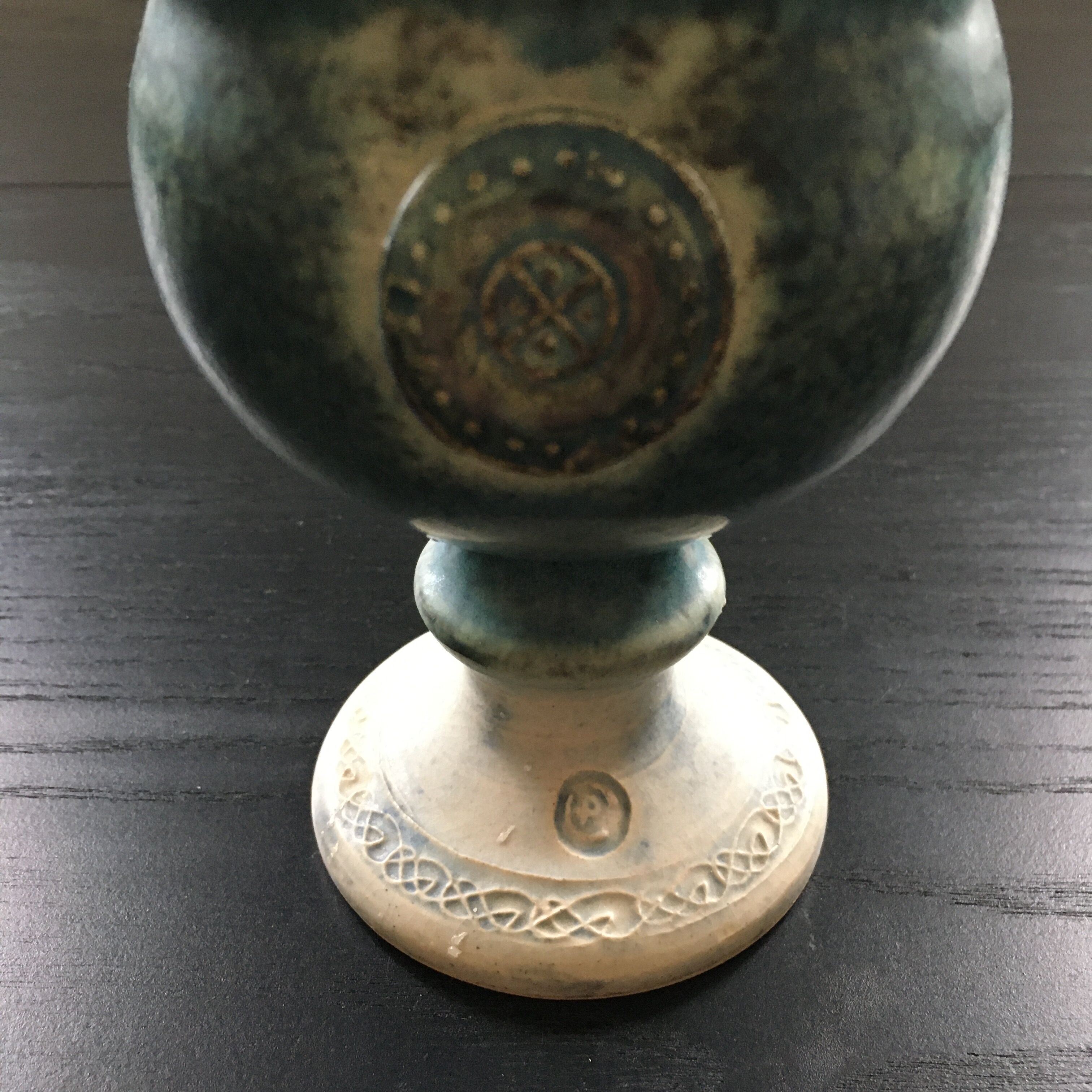 Blue-grey stone pedestal