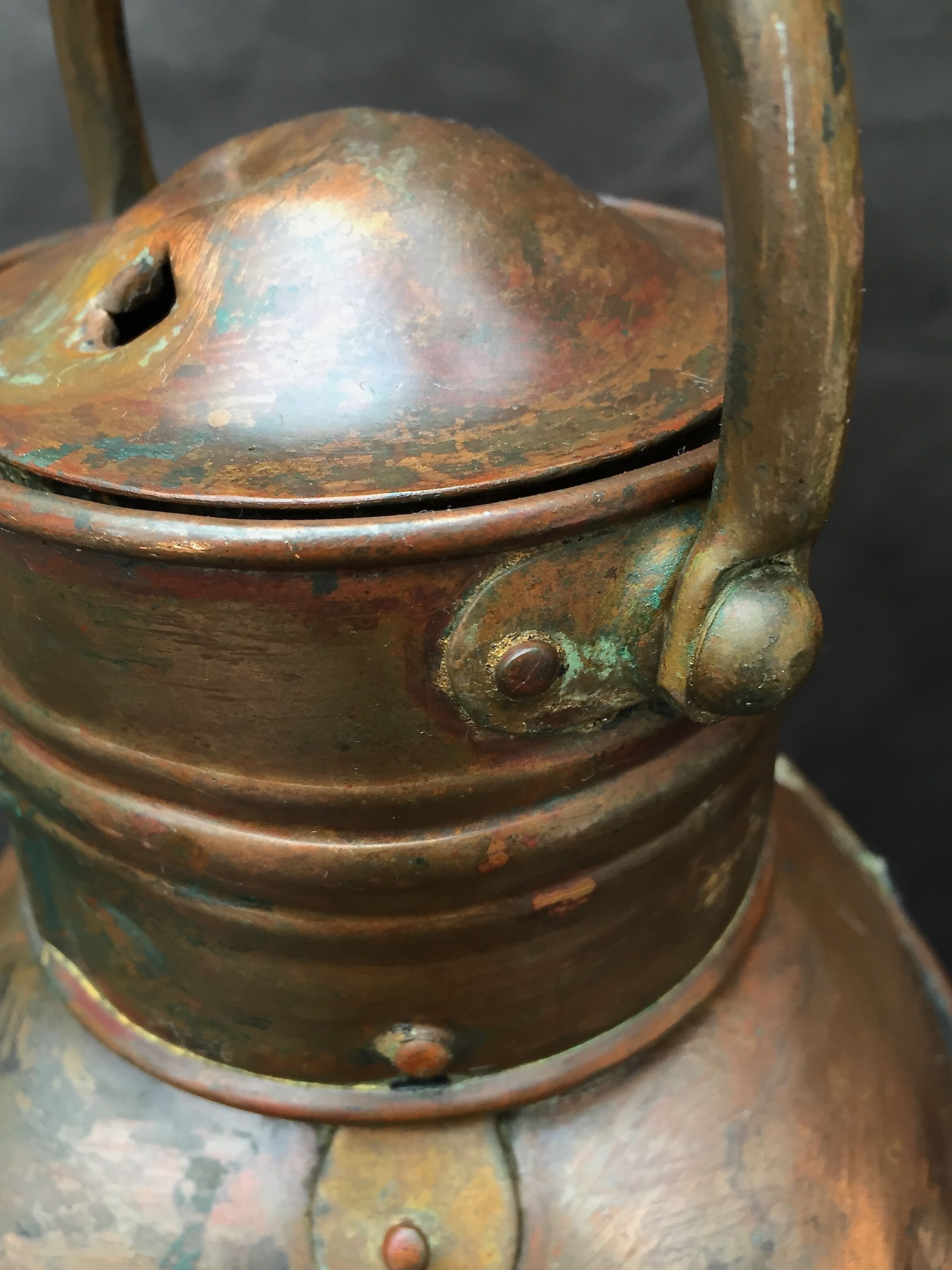 Ancient naval flag lantern in ancient copper semaphore lamp 19th century
