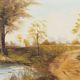 Peinture « The Road by the Pond », design scandinave, années 1970