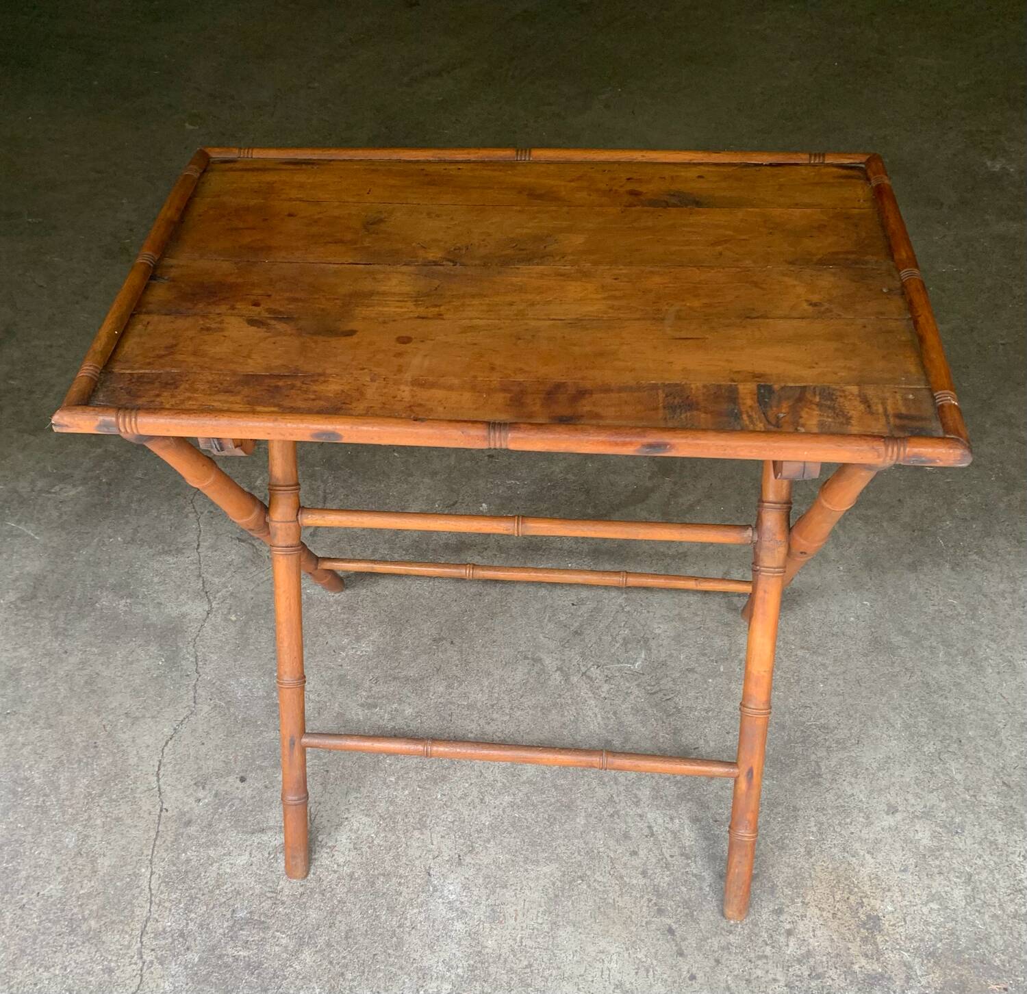 Folding bamboo side table