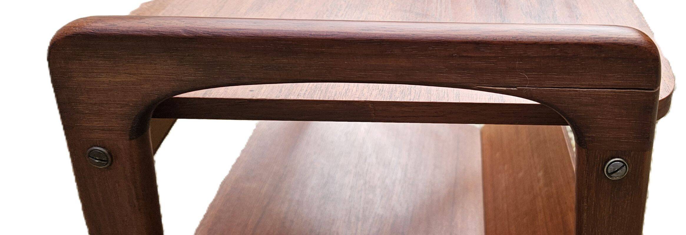 Rolling magazine rack in opal teak by Kleinmobel, 1960