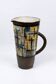 Glazed stoneware pitcher with geometric decoration – Alexandre Kostanda, Vallauris