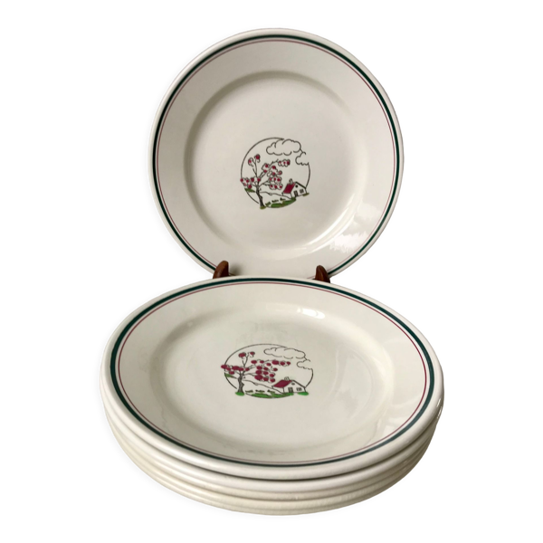 Lot de 6 assiettes plates salins modèle ''avril'' années 30-40