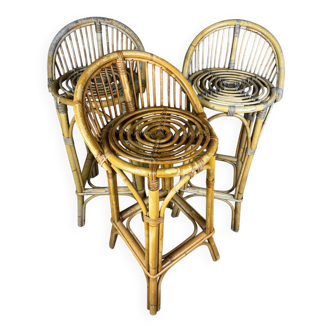 Tabouret de bar en rotin des années 60