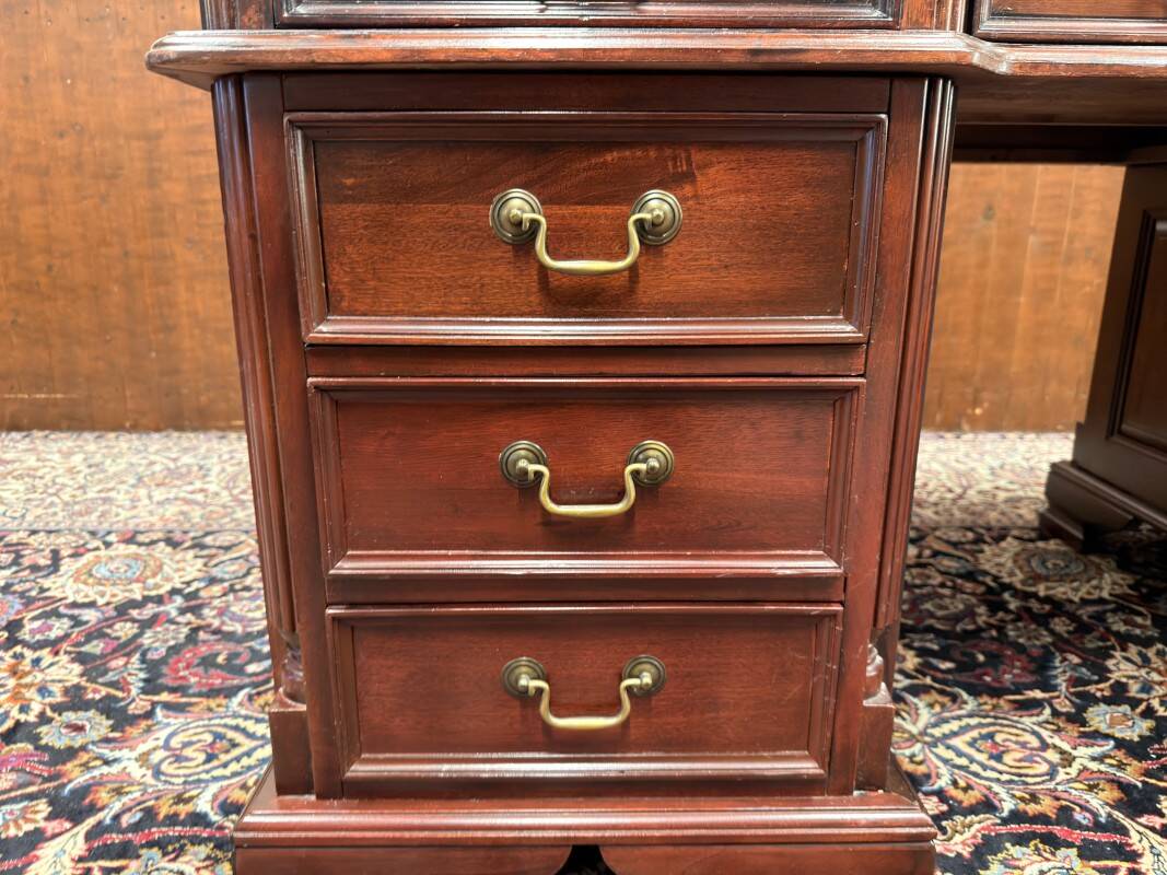 English Chesterfield Desk with Green Leather