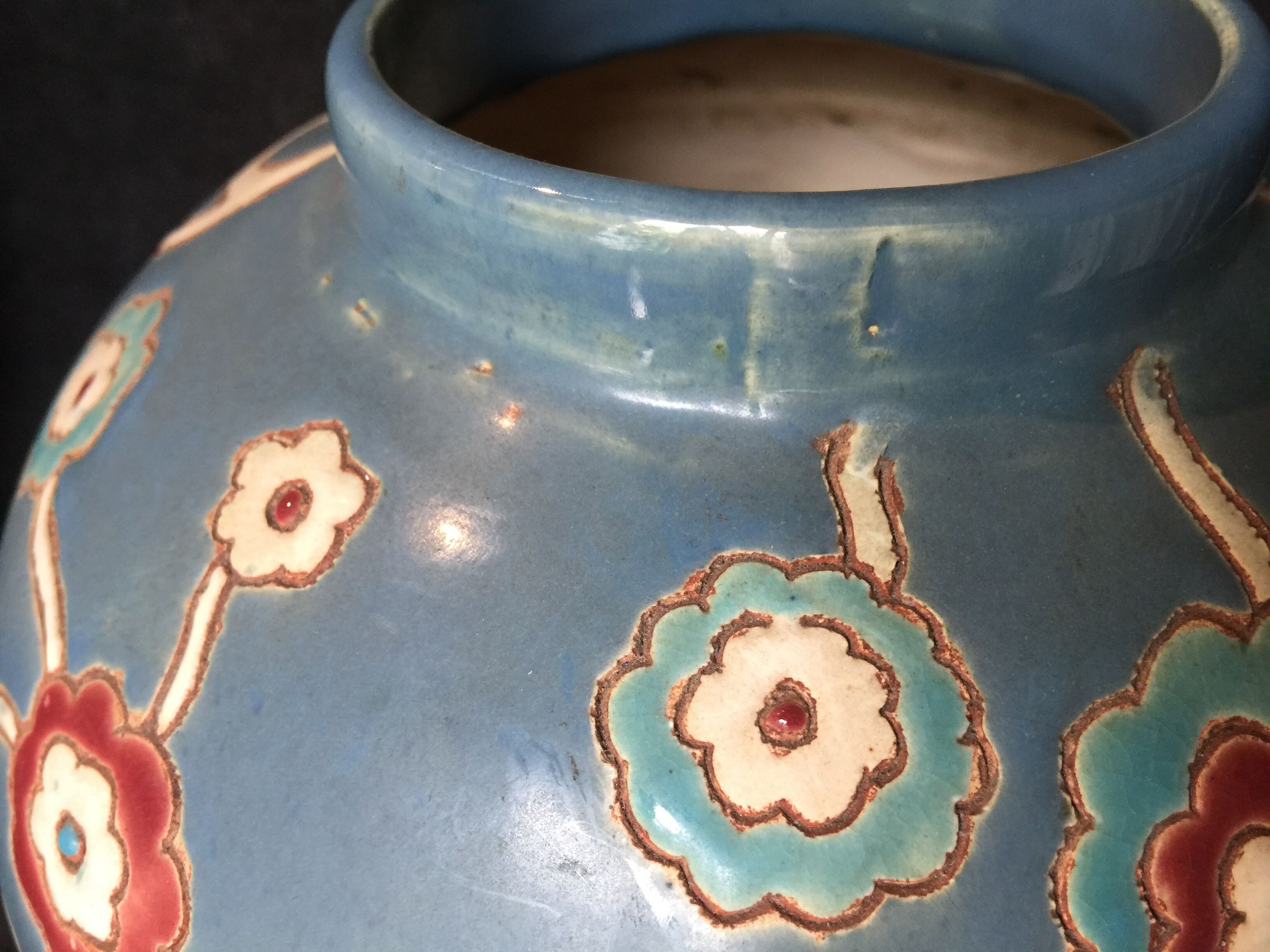 Vase ball glazed earthenware signed louan 1930